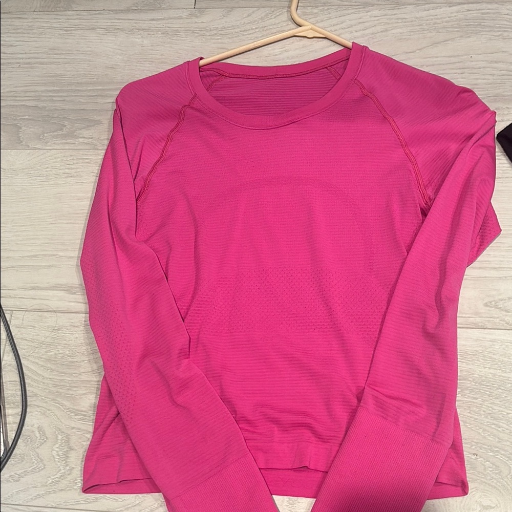 Lululemon Athletica Pink Fitted Raglan Long Sleeve Tee